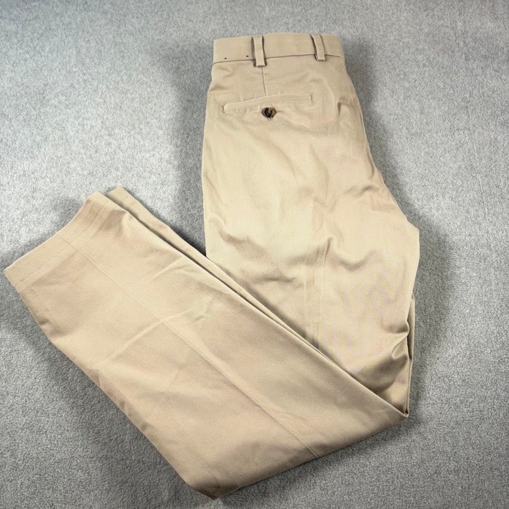 Brooks Brothers Advantage Chino Clark Pants Mens 35x34 Khaki Tan Solid Straight